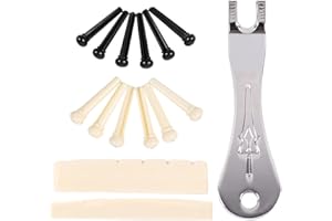 ACYDSR 12 Stück Gitarre Pins Brücke, Kunststoff Gitarre Bridge, Mit 2pcs Gitarrensteg Sattel und 1pc Stegeinlage Puller, Gitarre Sattel Puller Remover Extractor Werkzeug, Für Akustik Gitarren