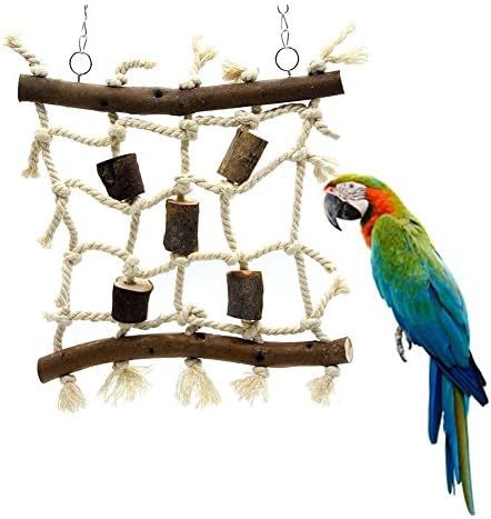 ALINT Parrot Toy Bird Toy Belt Leather Ladder Cotton Rope Climbing Net Weaving Net Swing Ladder Gnaw Logs Net