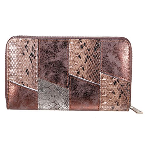 Preisvergleich Produktbild Markenlos Damen Geldbörse Portmonee Brieftasche Reptilien Croco Optik