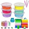 Firstly T DIY Multicolor Scented Magical Slimy Slime Gel Jelly Set Kit Air Dry Magic Crystal Clay Putty Toy Kit for Girls Boys Kids Slime with Glitter | Charms | Glitter Set (6 Slime+12 Clay+ 1 Pot)
