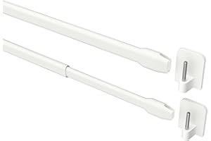 Interdeco Vitragestangen mit Klebehaken/ausziehbare Scheibenstangen Weiß (2 Stück), 60-100 cm