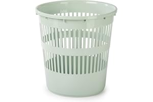 CABLEPELADO Papelera de Plástico para Oficina y Escritorio, Cubo de Reciclar, Cesta de Basura Verde Claro - 28 cm Alto x 27.5 cm Diámetro, 12 Litros