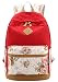 Produktbild Panegy Damen Mädchen Mode Design Rucksack Bulemendruck-Art Canvas Reisen Rucksack Schulrucksack für Schüler Freizeit Outdoor Sport Backpack - Rot2