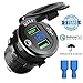 Price comparison product image CHGeek QC3.0 Dual USB Charger Socket, 12V/24V USB Car Charger Alloy Power Outlet with LED Digital Voltmeter for Motorcyle, Caravan, Truck, Boat and More