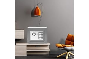 EFANHOME Coffre-fort électronique - 23x17x17cm, 4,6L Petit Coffre Fort avec Numérique Serrure à Combinaison et 2 clés d'urgence, Fixations murales et au sol, Pour Bureau, La maison, Hôtel, Gris
