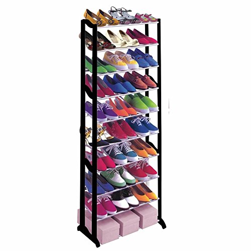 PRIMA HOUSEWARES10 Tier Shoe Boot Trainer Rack Storage Shelf Organiser Stand Freestanding Unit