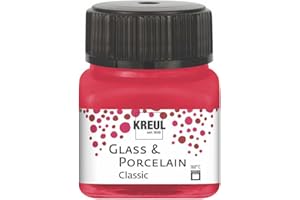 KREUL 16206 - Vidrio y Porcelana Rojo carmín clásico, en Bote de 20 ml, Pintura Brillante al Agua para Vidrio y Porcelana, de Secado rápido, Opaca