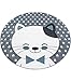 Produktbild Kinderteppich Kinderzimmer Teppich Katze Sternmotiv Grau-Weiß-Blau - 120x120 cm Rund