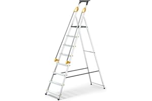 ABBEY ACCESS Abbey Aluminium Safety Platform Step Ladder With Handrail & Tool Tray 8 Tread
