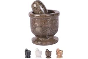 MARBLE HIVES Exquisite Marble Mortar and Pestle Set - Your Ultimate Kitchen Essential for Grinding Spices, Making Guacamole, Salsa, Pesto, and Crushing Pills (Oval Shape (2.5") (Oceanic, 2.5)