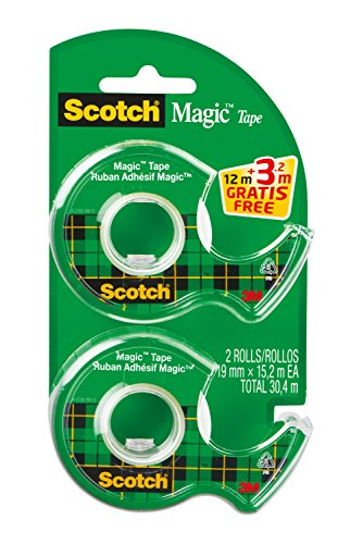 Scotch Twin pack Magic Lot de 2 Rubans adhésifs 19 x 15 m/3,2 m