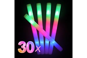 NICO Europe 30x LED Schaumstoff-Leuchtstäbe mit 3 Effekten für Partys, Hochzeiten, Festivals & Konzerte