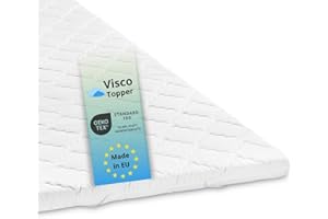 Bodyprotect Topper 90 x 200 x 6 cm, Visco Matratzentopper, Viscoschaum Matratzenauflage, waschbar bis 60 Grad, weiß