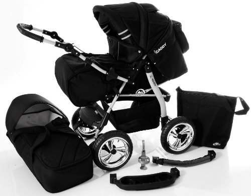 Chilly Kids iCaddy Kombikinderwagen (Regenschutz, Moskitonetz, Getränketablett, Wickelunterlage) 02 Schwarz