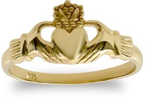 Jewelco London Kids Solid 9ct Yellow Gold Claddagh (Chladaigh) Baby Ring