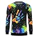 Produktbild Digitale 3D Druck Sweatshirt Herren, DoraMe Männer Lange ärmel Pullover Mode T-Shirt O Hals Bluse(Bitte wählen Sie eine größere Größe als üblich) (Multicolor, M)
