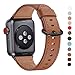 Produktbild WFEAGL Kompatibel für Watch Armband 42mm 44mm,Top Grain Lederband Ersatzband mit Edelstahl-Verschluss Kompatibel für Serie 4/3/2/1,Sport, Edition (42mm 44mm,Brown2+black2 Adapter)