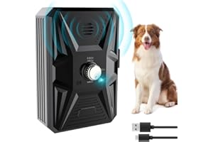 QueenMew Anti Aboiement Chien, Dispositif Anti Aboiement Chien Ultrasons à 3 Modes, Boitier Anti Aboiement Chien de 33 Pieds, l'entraînement des Grands et Petits Chiens en Extérieur et Intérieur