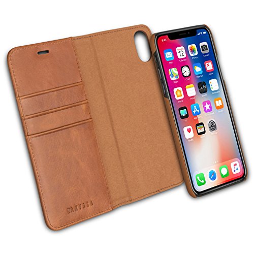 KANVASA Housse iPhone XS/iPhone X Case Cuir Marron Detachable Portefeuille Couvercle Magnétique à KANVASA Housse iPhone XS/iPhone X Case Cuir Marron Detachable Portefeuille Couvercle Magnétique à