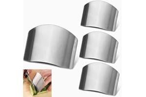 RuiChy 4 Pack Finger Guards for Safe to Slice Vegetables Fruit Stainless Steel Finger Hand Protector for Cutting Meat Chef Kitchen Tool Gadgets