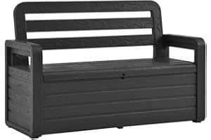 vidaXL Banc de Rangement de Jardin Boîte à Coussin Banc de Stockage d'Extérieur Banc de Patio Terrasse Verrouillable 132,5 cm Plastique Anthracite