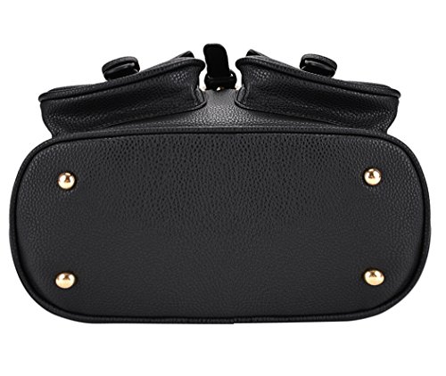 Kleiner Rucksack, Coofit Damen Rucksack Leder Schwarz Daypack Rucksack Schulrucksäcke Schulranzen - 5