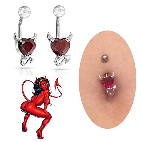 Bauchnabel Piercing Teufel Hörner Rot Bauchnabelpiercing Bananabell Chirurgisches Stahl - 7