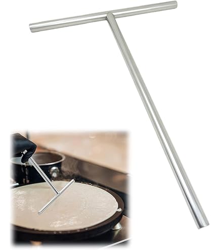 2 Pezzi Distributore Crepes Forma T Acciaio Inox, Set Spatola Crepes con Superficie Liscia e Resistente Calore, Stendi per Pan Pancake Antiaderente, Accessori per Padella Crepes, Forno, Casa Cucina
