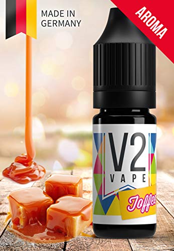 V2 Vape Toffee / Karamell AROMA / KONZENTRAT hochdosiertes Premium Lebensmittel-Aroma zum selber mischen von E-Liquid / Liquid-Base für E-Zigarette und E-Shisha 10ml 0mg nikotinfrei