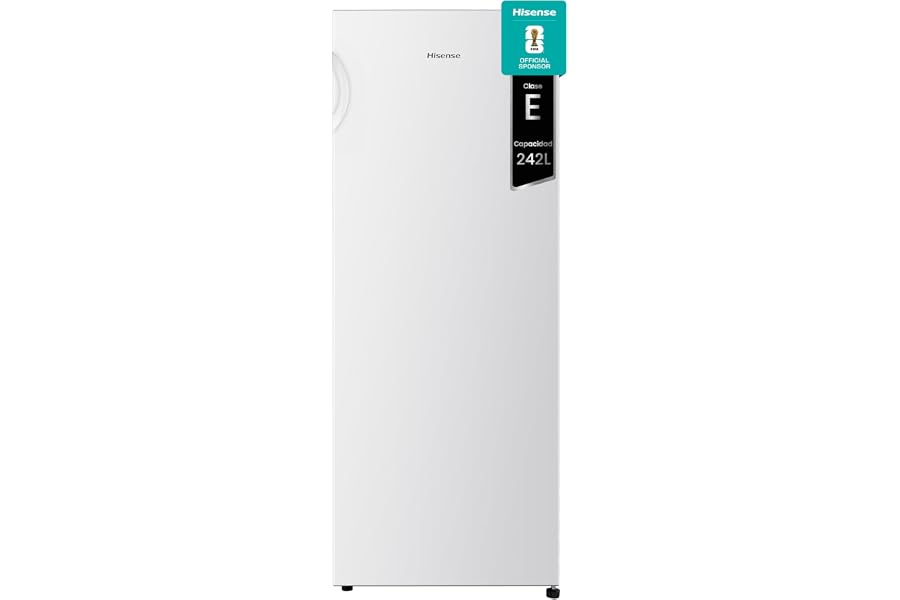 Hisense RL313D4AWE - Frigorífico de Una Puerta, Calss E, Capacidad 242 L Neto, Alto 143 cm,Cajón Frutas y Verduras,Iluminació