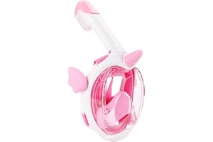 Vitare Máscara de Buceo para Niños, Mascara Snorkel con Vista Panorámica de 180°, Careta para Bucear Impermeable y Antivaho, Gafas de Buceo - Rosa Unicornio XS
