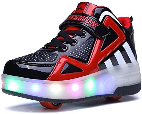 NSJY.FLY Boy and Girl's LED Light up Roller Skate Shoes with Wheels Outdoor(Little Kid/Big Kid)