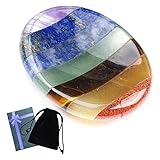 Thumb Worry Stone For Anxiety In Gift Box - 7 Chakra Healing Crystal Oval Pocket Palm Stone Gemstones For Meditation Reiki Balancing Amulet Yoga Christmas Gifts