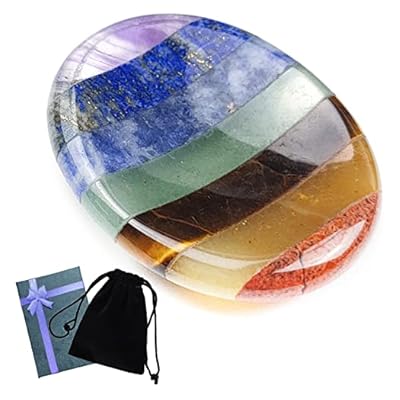 Thumb Worry Stone For Anxiety In Gift Box - 7 Chakra Healing Crystal Oval Pocket Palm Stone Gemstones For Meditation Reiki Balancing Amulet Yoga Christmas Gifts