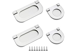 SPTwj 4pcs Unsichtbare Griffe Knöpfe Griff Flache türgriff möbel zugknopf Edelstahl Pull Flush Hatch Locker für Küche Schrank Schrank Schublade Türgriffe ziehen -Silber