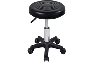 FURWOO Round Rolling Stool with Wheels Swivel Stool Chair for Salon Massage Home Kitchen Spa Stool Black