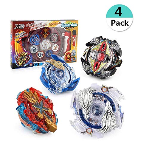 REAMOUS 4 Pcs Gyro Spinning Fusión de Metal Fight Master, Gyro Launcher con Estadio, Juego de empuñadura de Metal con Base Arena Fusion 4D Caja, Regalo para Niños