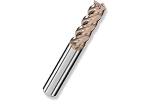 Cleqee 1 pezzo fresa a candela in metallo duro, fresa quadrata da 14mm, rivestita AlTiN, 4 lame CNC punta elicoidale in metallo duro, lunghezza lama 45mm x lunghezza totale 100mm x diametro gambo 14mm