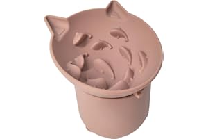 AVYDIIF Raised Slow Feeder Cat Bowl Slow Feeder Cat Food Dish Whisker Friendly, Anti Vomit Cat Bowls Microwave and Dishwasher Safe, Great Height for Cat (Pink, 9.6x9.6x10cm)