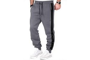 HMIYA Jogginghose Herren Baumwolle Trainingshose Lang Sporthose Klassische Freizeithose Sweathose mit Taschen und Seitenstreifen