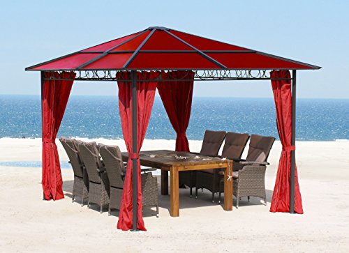 Pavillon 3x3m mit Doppelstegplatten und Seitenteile Rubin Polycarbonat