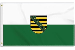 PETITE PINE Große 90×150 CM Sachsen Flagge,großes 150D Deutsche Bundesland Freundschafts banner, Deutschlandfahne Doube-Seitendruck Dekor Messingösen large Saxony