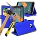 Produktbild FONETIC Lösungen ® HTC One 10/M10 stoßfest Flip Carbon Gel Fällen Bezüge mit Premium Qualität gehärtetem Glas Displayschutzfolie Blau PU Leather Wallet Case + Glass (Blue )