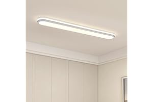 NAROUME 4Ft Smart LED Ceiling Light,Dimmable Modern Metal Linear LED Ceiling Lamp,Flush Mount Wraparound Shape Lighting Fixture with Remote Control for Kitchen Laundry, Garage Cloakroom Lighting (5-60)x2W
