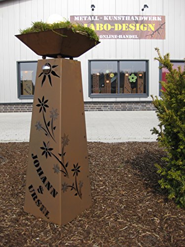 Rost Säule + Schale konisch RS95 + S11 „IHR EIGENER NAME“ / kostenloser Versand Garten Rostsäulen Blumensäule Deko Rostsäule - 4
