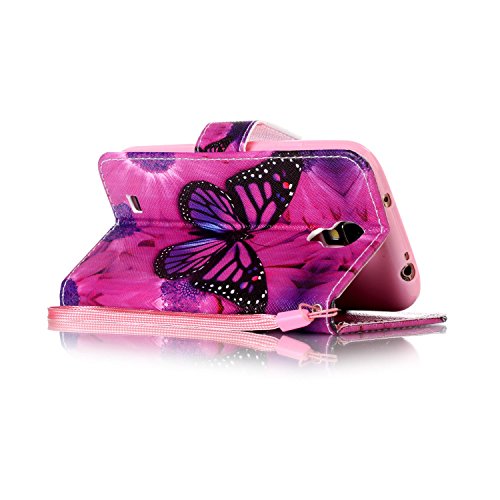 Feeltech Samsung Galaxy S4/9500 Hülle,Samsung Galaxy S4/9500 Magnet Leder Wallet Cover,Elegant Soft PU Kartenfach Extra Dünn Tasche Bunte Relife-Muster [Stand Funktion] Karte Halterung Klapp hülle Flip Book Design Case Flexible TPU Ultra Slim Inner Bumper Tasche mit Landyard [Free Stylus] für Samsung Galaxy S4/9500 – Roter Schmetterling - 5