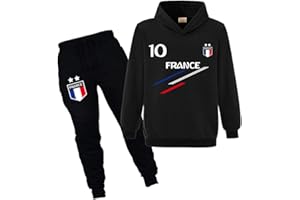 Forlcool Ensemble deux pièces sweat à capuche et pantalon de sport de football pour enfants France 2 étoiles