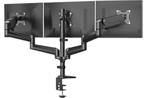 HUANUO Monitor Halterung 3 Monitore für 17-32 Zoll Bildschirme, Bildschirmhalterung 3 Monitore Höhenverstellbar, Monitorarm, Tragen Sie 8 kg pro Arm, Schwarz