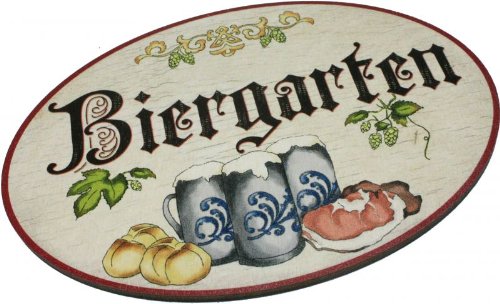 Kaltner Präsente Geschenkidee - Türschild Schild aus Holz im Antik Design BIERGARTEN