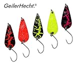 GeilerHecht. 5 x 3,5g Trout Spoon Set, Forellenköder zum Forellenangeln, Löffelblinker für Forellen, Kunstköder für Forellen, Angelköder zum Angeln auf Forelle, Barsch und Saibling